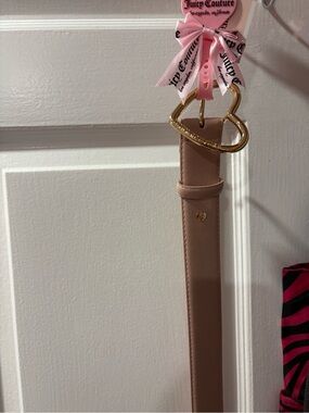 Juicy Couture Blush Pink Belt with Gold Heart Buckle